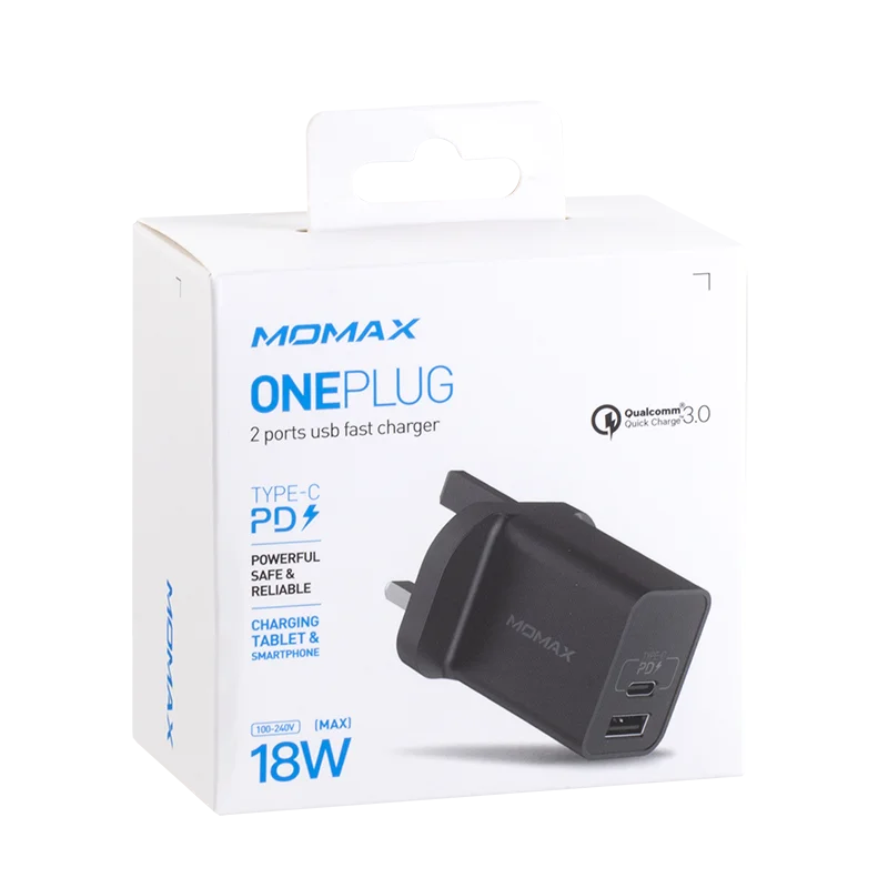 MOMAX UM13CN USB быстрое зарядное устройство(PD+ QC3.0 18 Вт) портативный для Apple и android безопасность доверие quick charge 4,0 зарядное устройство - Тип штекера: UM13UK