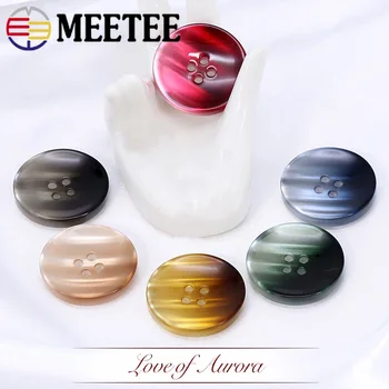

Meetee 50pcs 15-30mm Gradient Color Pearl Resin Button Round 4-Holes Flatback Buttons DIY Coat Suit Cufflinks Decoration Buckles