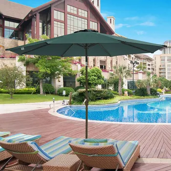 

YeStarry 10ft Outdoor Patio Umbrella 8 Rib Market Table Umbrella UV50+ Fade Resistant with Crank and Hunter Green Olefin