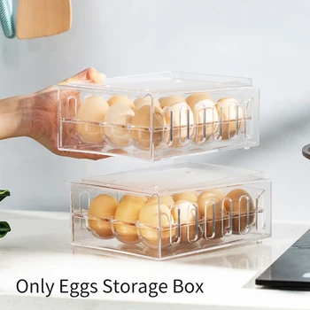 

12 Grid Container Home Kitchen Eggs Storage Box Drawer-type Breathable Fresh Dustproof Refrigerator Space Saving Stackable Tray