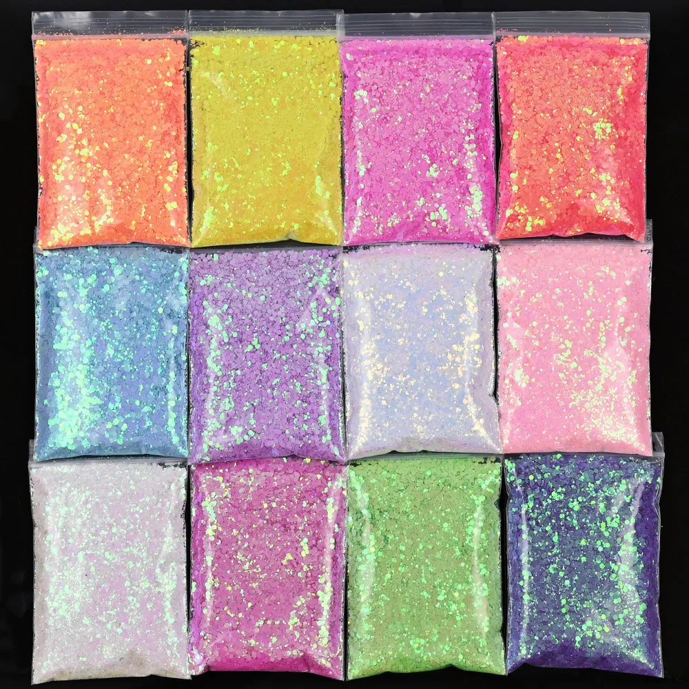 50g/bag Chameleon Glitter, Chunky Mixed Holographic Metallic Color Shift Blend Mix Bundle Bulk