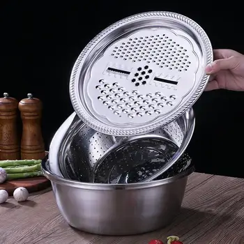 

3PCS/Set Multi-function Grater Set Kitchen Graters Cheese Grater With Stainless Steel Drain Basin For Vegetables Fruits Salad