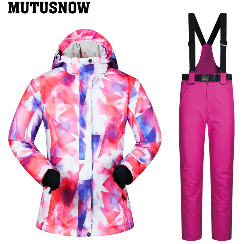 Толстый теплый лыжный костюм для женщин, водонепроницаемый ветрозащитный лыжный костюм и куртка для сноубординга, комплект со штанами, женские зимние костюмы, одежда для улицы
