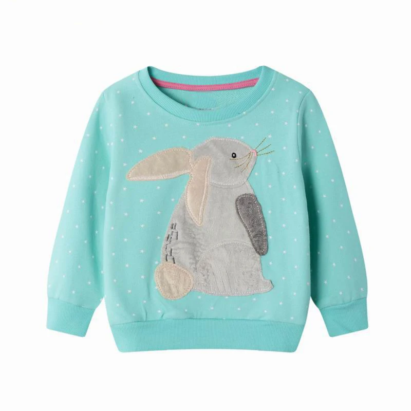 27kids 2-7years Animal Rabbit Appliques Girls Sweatshirts Child Kid Clothes Autumn Baby Girl's Clothing Boys Long Sleeve Tops