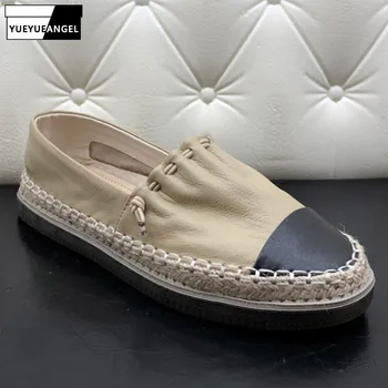 

Women Flat Shoes 100% Genuine Leather Mixed Colors Round Toe Slip-On Loafers Brand Casual Fisherman Shoes Fashion Female Flats