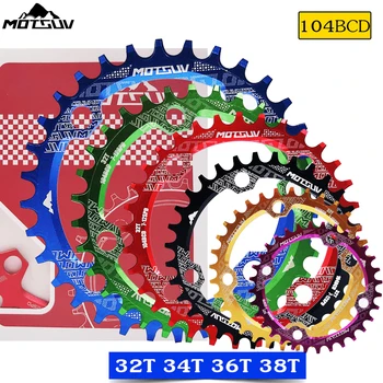 

MOTSUV Bicycle 104BCD Crank & Chainwheel Round Narrow Wide Chainring MTB bike 104BCD 32T 34T 36T 38T crankset Tooth plate Parts