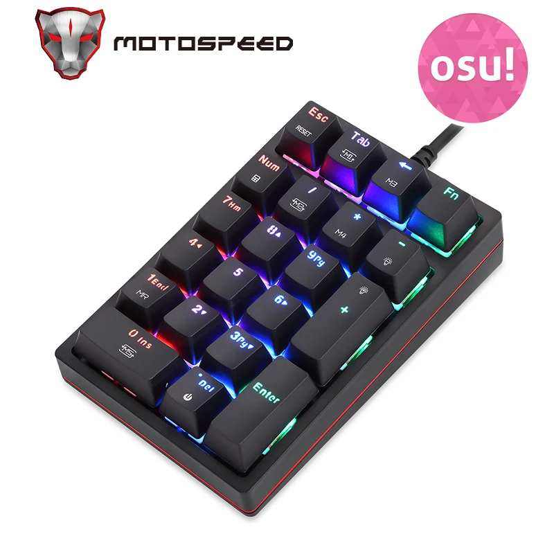 MOTOSPEED K24 USB Проводная Механическая цифровая клавиатура 21 клавиша Mini Numpad RGB