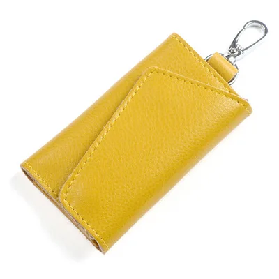 PACGOTH, Модный женский мужской держатель для ключей, кошелек, кожаный брелок-органайзер, сумка для ключей, держатель для карт, кошелек, цветная сумка для ключей, 1 шт - Цвет: Yellow