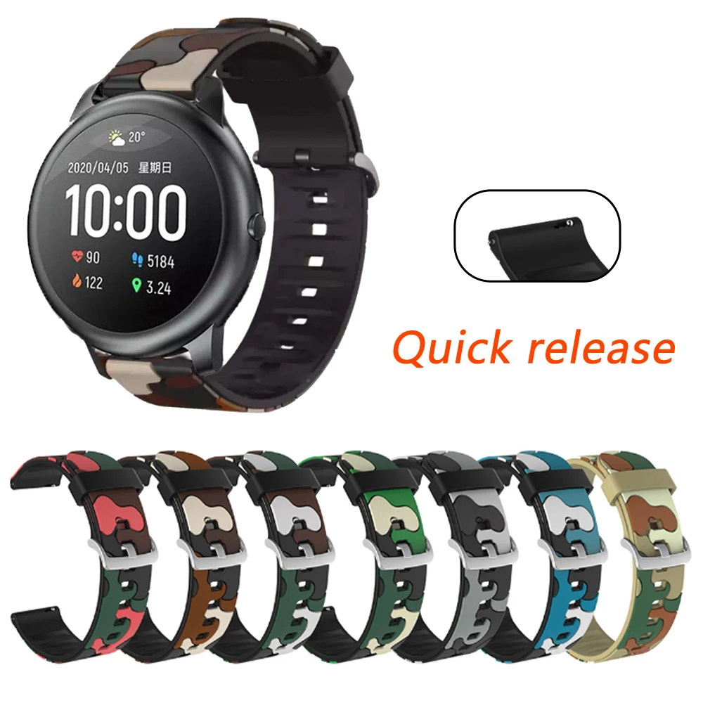 Силиконовый ремешок для часов с принтом Xiaomi Huami haylou solar ls05/Amazfit GTR 47 42 мм/Bip Браслет