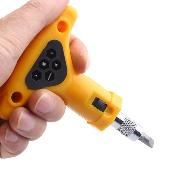 

7pcs Ratchet Tool T Handle Hardware Multifunction Removable Manual Hex Slotted Kit Screwdriver Set Professional Repair Anti Slip