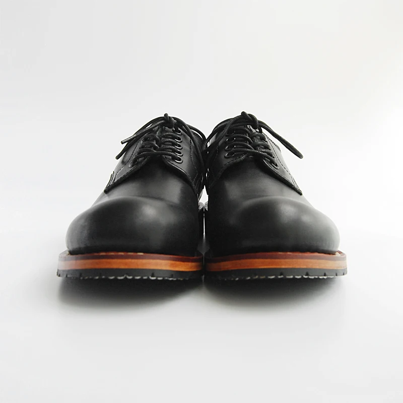 С первым слоем из воловьей кожи прошитая вручную круглый носок кожаные туфли; повседневные мужские туфли в байкерском стиле; роскошные мужские туфли «Дерби» - Цвет: black