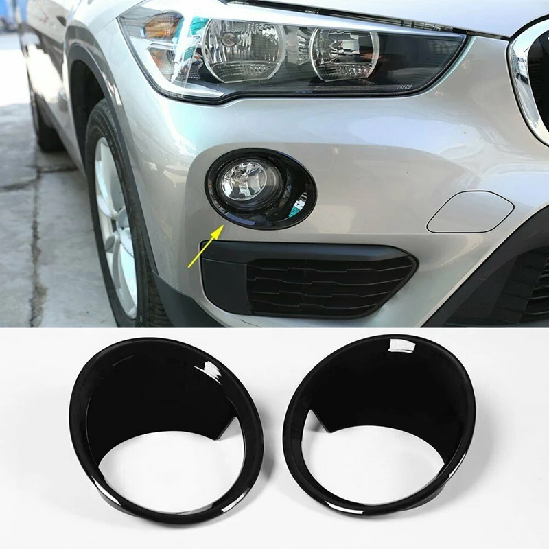 2Pcs Glossy Black Car Front Fog Light Lamp Cover Trim for BMW X1 F48