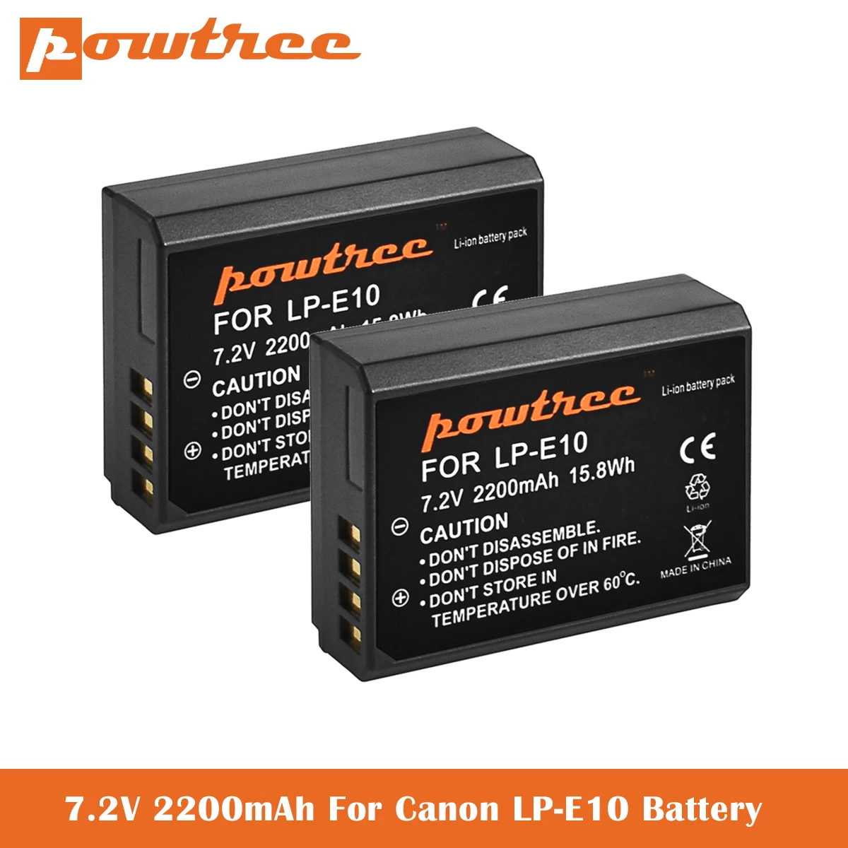 Batterie Lp-E10 7.2V 2200Mah Per Canon Eos Rebel T3, T5, T6, T7, Kiss X50, Kiss X70, Eos 1100D 1200D1300D 2000D Fotocamera Digitale