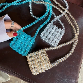 

Handmade Beaded Lipstick Purse Classic Texture Delicate Creative Design Holiday Hollow Out Fashion Small Shoulder Bags