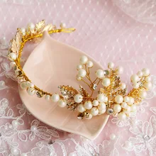 Корейский невесты золотой головной убор для невесты аксессуары для волос белое свадебное платье аксессуары невесты головной убор ручной работы