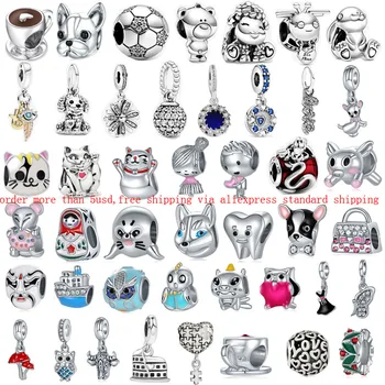 

1pc silver color theo bear puppy dog mushu girl Bead Fits Pandora Bracelet For Women Jewelry Diy Making Gifts Special W004