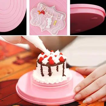 

14cm Round Food-grade Plastic Rotating Cake Turntable Stand Baking Decor Anti-skid Round Plate Kitchen DIY Baking Tools