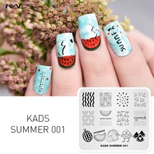 KADS Лето 001 Арбуз Дизайн ногтей шаблоны для пластина с изображениями для нейл-арта из нержавеющей стали DIY шаблон печати ногтей