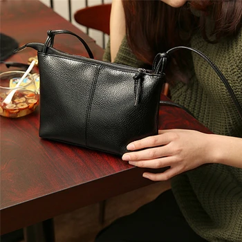 

Female Small Handbag Leather Black Shoulder Bag Women Messenger Bags Crossbody Bags