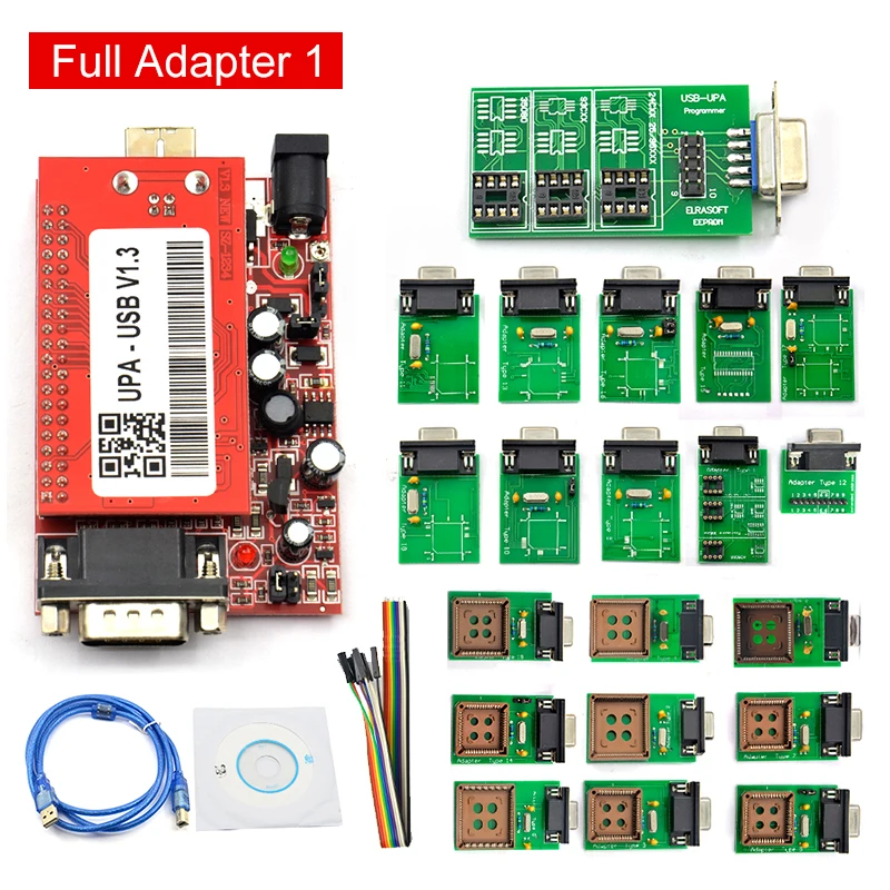 USB программатор UPA V1.3 V2014 с полными адаптерами 40 контактный разъем Zif 16 чип SOIC 93C 24C01