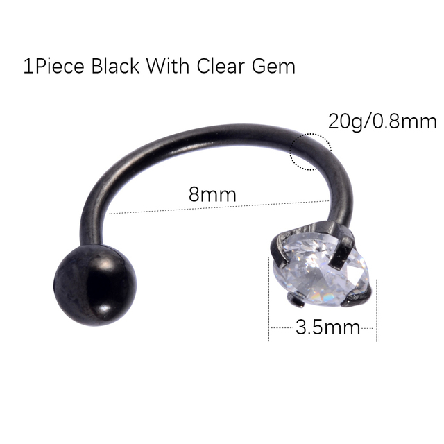 6/8mm Stainless Steel Zircon Cz Hoop Tragus Cartilage Helix Stud Earring Conch Rook Daith Lobe Ear Screw Piercing Jewelry