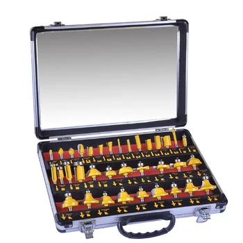 

1/4 Handle Carbide Tip Set Woodworking Woodworking Tool Trimming Knife Forming Milling Cutter With Aluminum Box