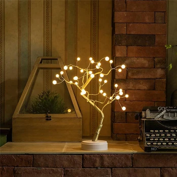 

USB Table Lamp Copper Wire Christmas Fire Tree Night Light Table Lamp Home Desktop Decoration Christmas Decoration