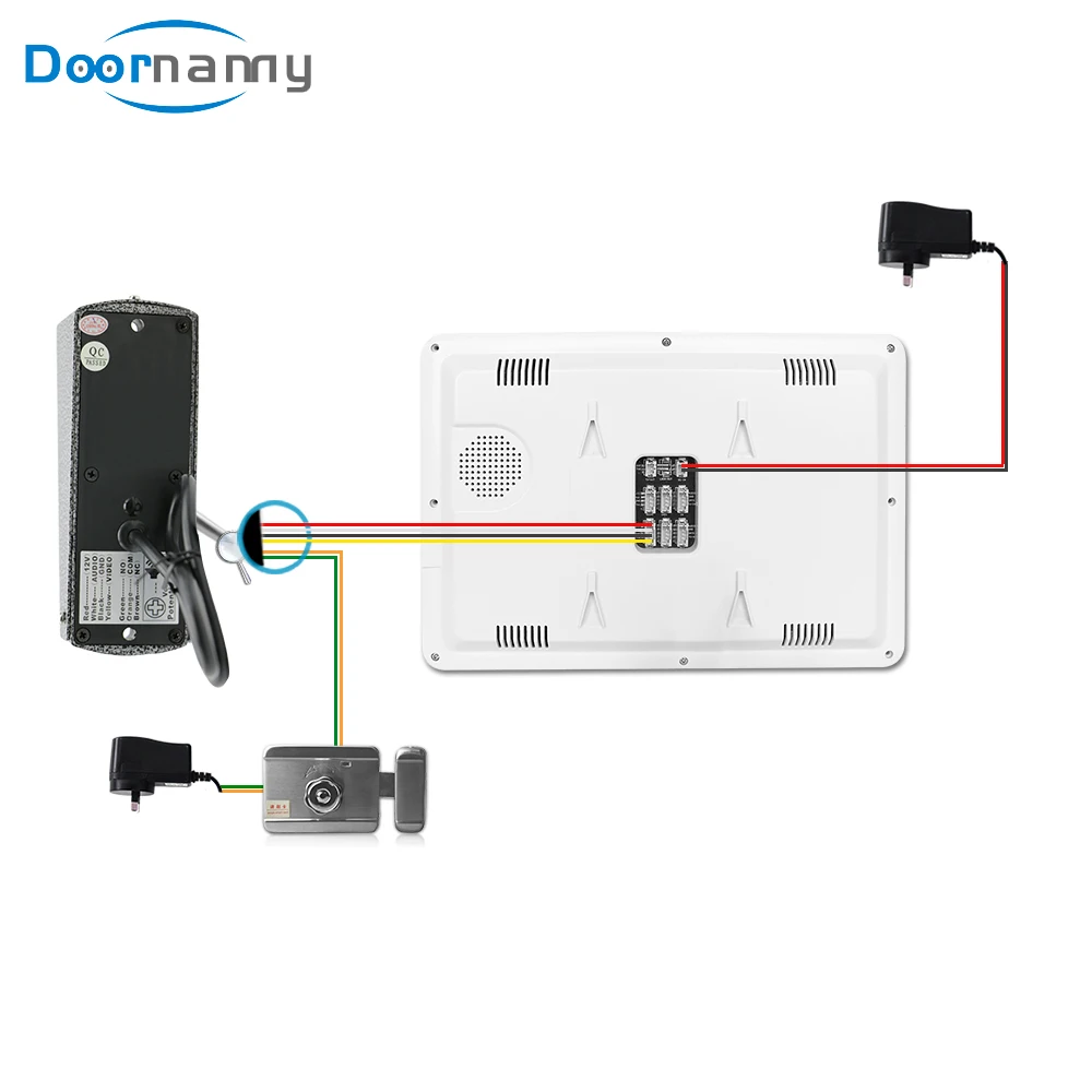 Doornanny 4Wires Video Intercom System CVBS 1200TVL Analog Build-in Power Supply Video Doorphone