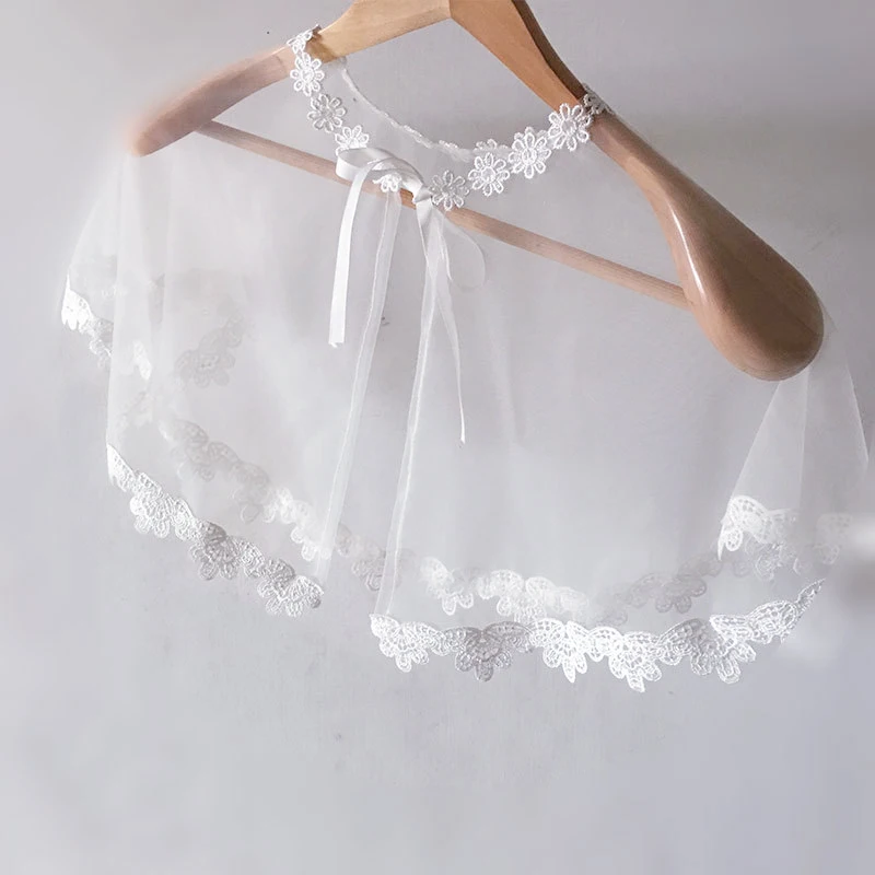 Свадебные белые шали vestido de festa кружевная Цветочная Женская шаль болеро шифоновая вечерняя Свадебная накидка