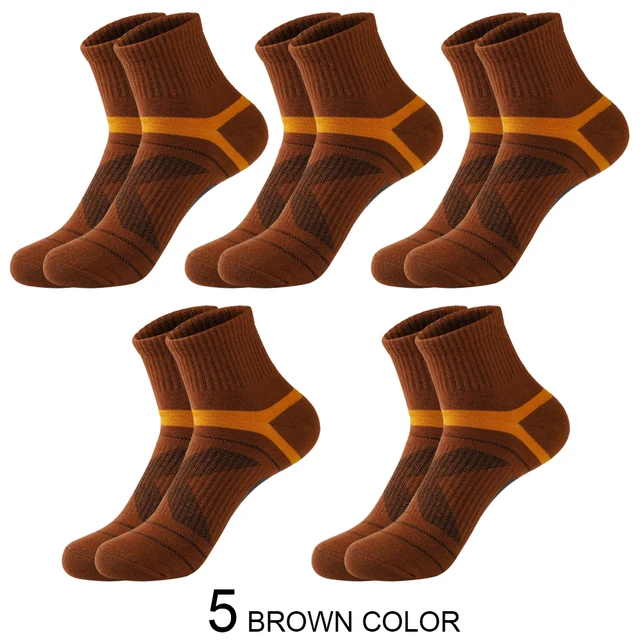 High Quality 5 Pairs Lot Men's Cotton Socks Black Sports Socks Casual Run Summer Socks Men Breathable Male Sock Sokken Size38-43 5 pairs brown