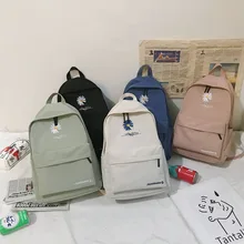 

Teen School Bag for Girls Backpack Women Printing Bookbags Middle Student Schoolbag Large Black Cute Flowers Nylon Bagpack