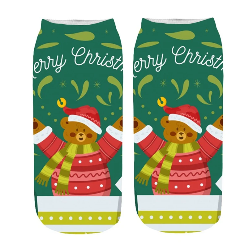 3D Christmas sports socks men and women yoga warm socks Santa Claus elk print running casual warm sports socks 30O11 (5)