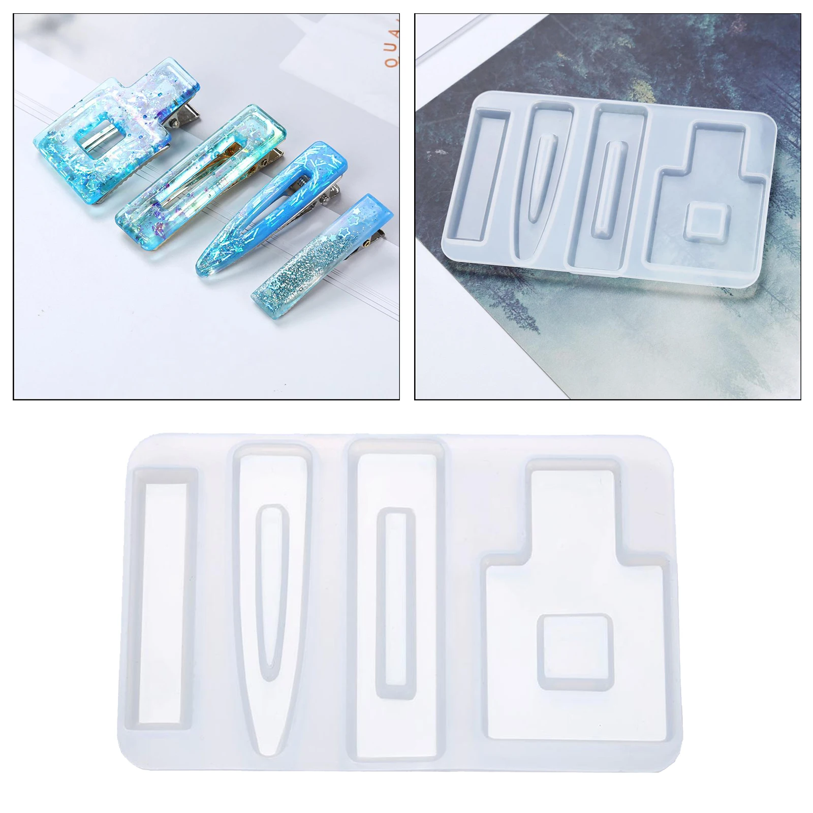 2 Packs Molds DIY Hair Pin Casting Mold Kit for Hair Clip Silicone Molds, Easy and Durable to Use