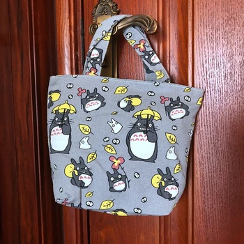 

LISM Totoro Fashion Portable Canvas Lunch Bags Cartoon Picnic Bag Food Box Tote Storage For Women Girls Kids
