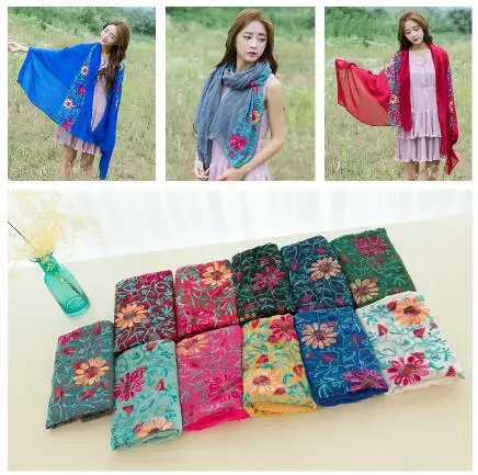 

NEW Plain Embroidered Floral Viscose Scarf Shawl From Indian Bandana Print Cotton Scarves and Wraps Foulards Sjaal Muslim Hijab