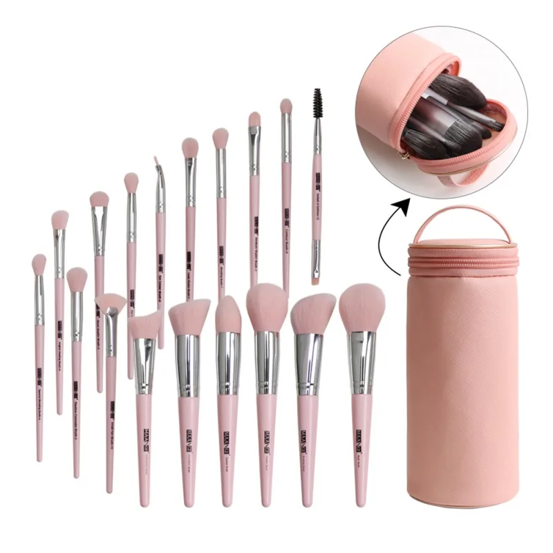 

18 Pcs/set Makeup Brushes Foundation Eyeshadow Blush Eyebrow Eyeliner Powder Lips Brush Brush With Bucket Make Up Tool Kit