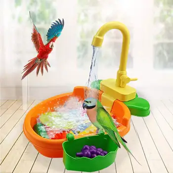 

Bird Bath Tub Parrot Automatic Bathtub with Faucet Bird Shower Bathing Tub Bird Feeder Bowl Parrot Automatic Bathtub Pool