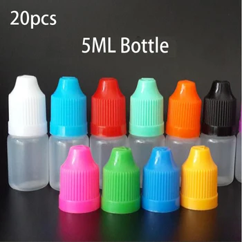 

20pcs 5ml Empty LDPE Plastic Eliquid juice Vape Bottle Multiple Color Caps Squeezable Eye Dropper Bottles 23467-1