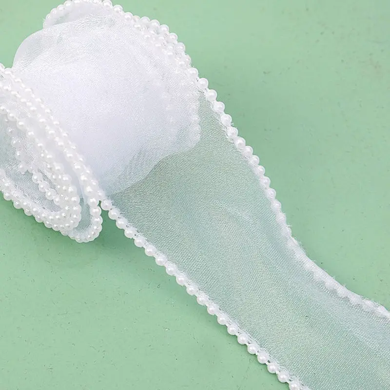10 야드 쉬폰 구슬/물결 리본 40MM DIY 소재 헤드레스트 DIY 공예 수제 액세서리