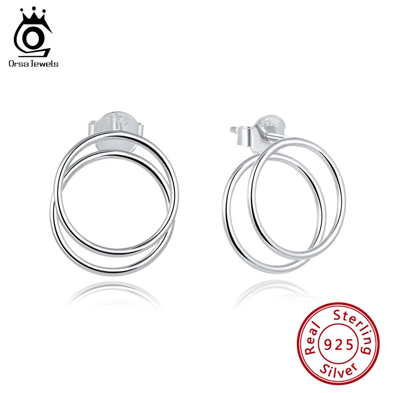 

ORSA JEWELS Exquisite 925 Sterling Silver Stud Earrings For Women Latest Earrings Round Shape Cute Daily Occasion Jewelry SE190