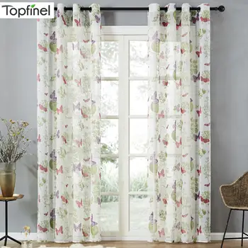 

Topfinel Butterfly Sheer Curtain for Living Room Kitchen Tulle Curtains Bedroom Window Treatment Drape Curtains Children Room