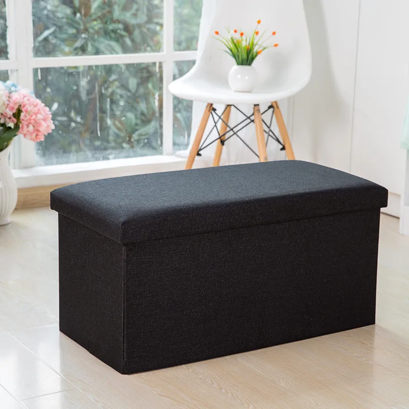 3 размера бытовой портативный ящик для хранения диван складной стул диван табуреты пуф для хранения Poef стул для ног 9 цветов мебель - Цвет: black