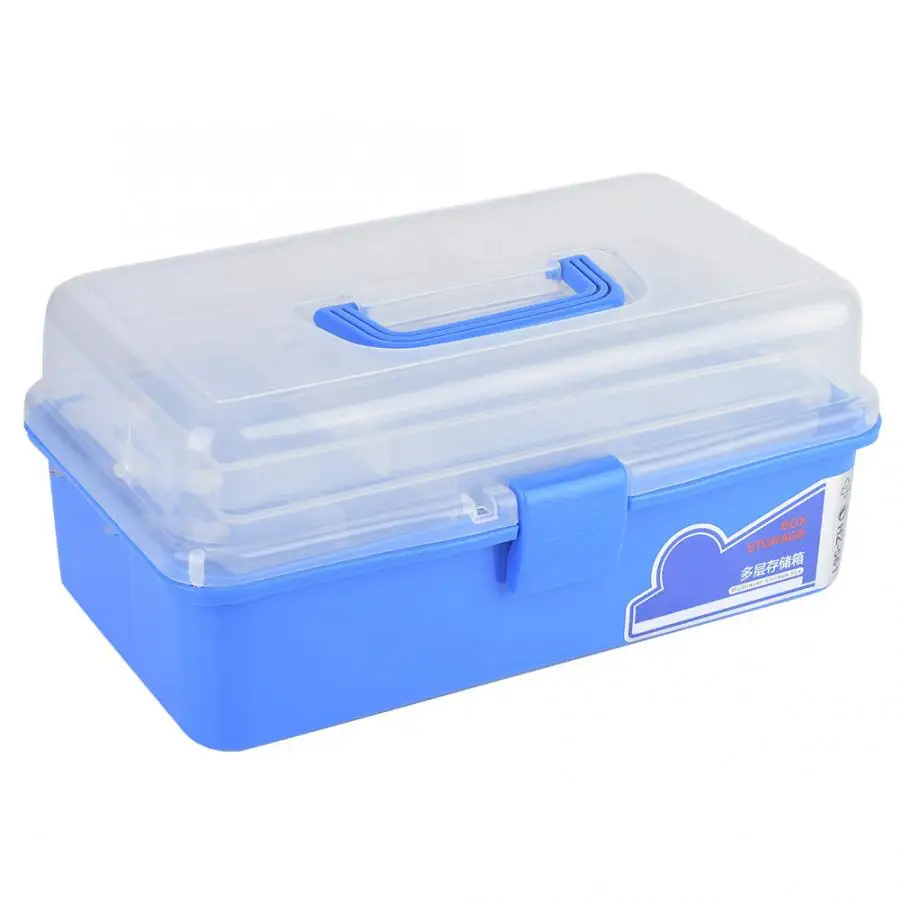 Трехслойный полупрозрачный большие товары для рукоделия коробка для хранения многофункциональный органайзер контейнер ящик для инструментов