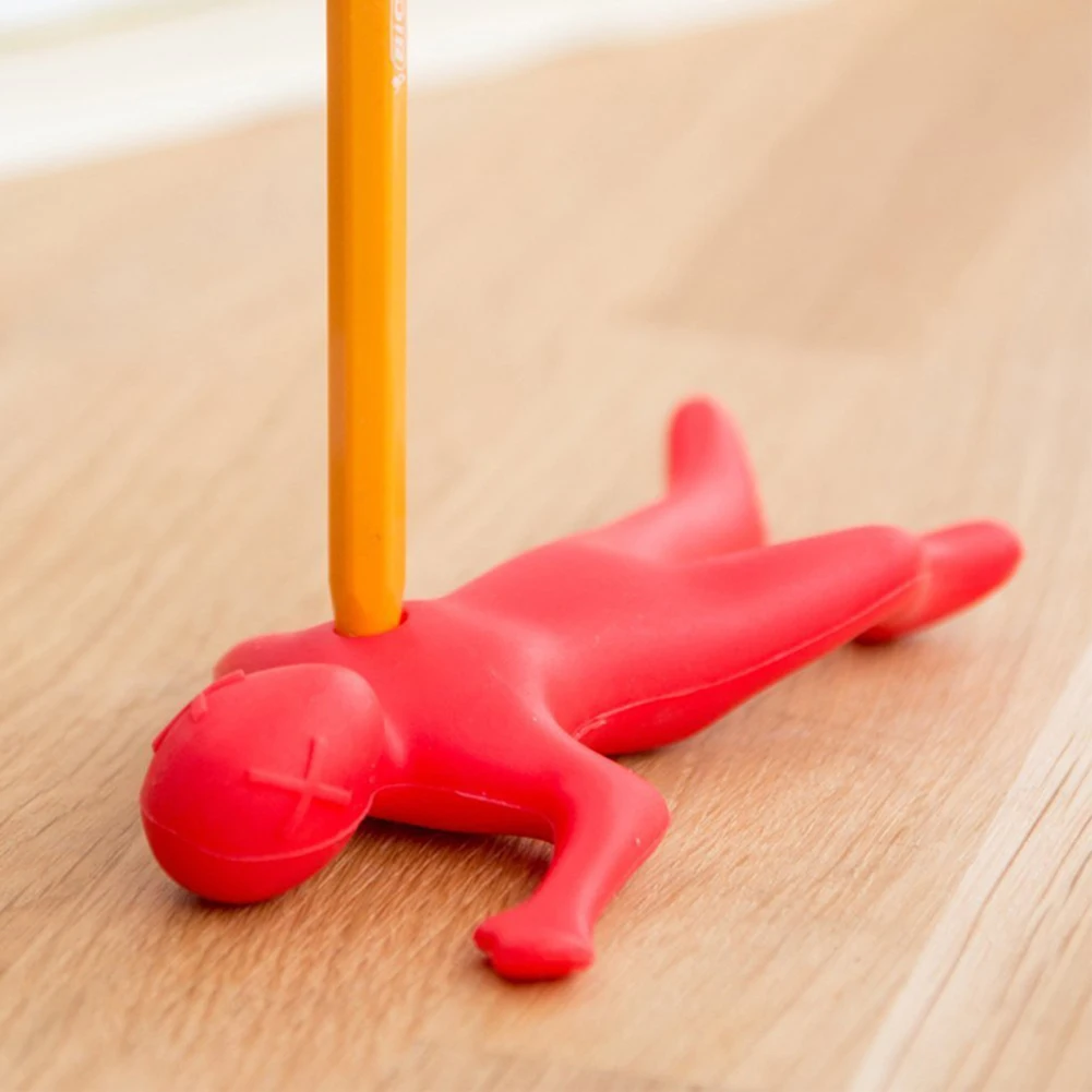 

Cute Red Little Man Pen Holder Relieve Stress Funny Gift Novelty Desk Decoration Stationery School Supplies
