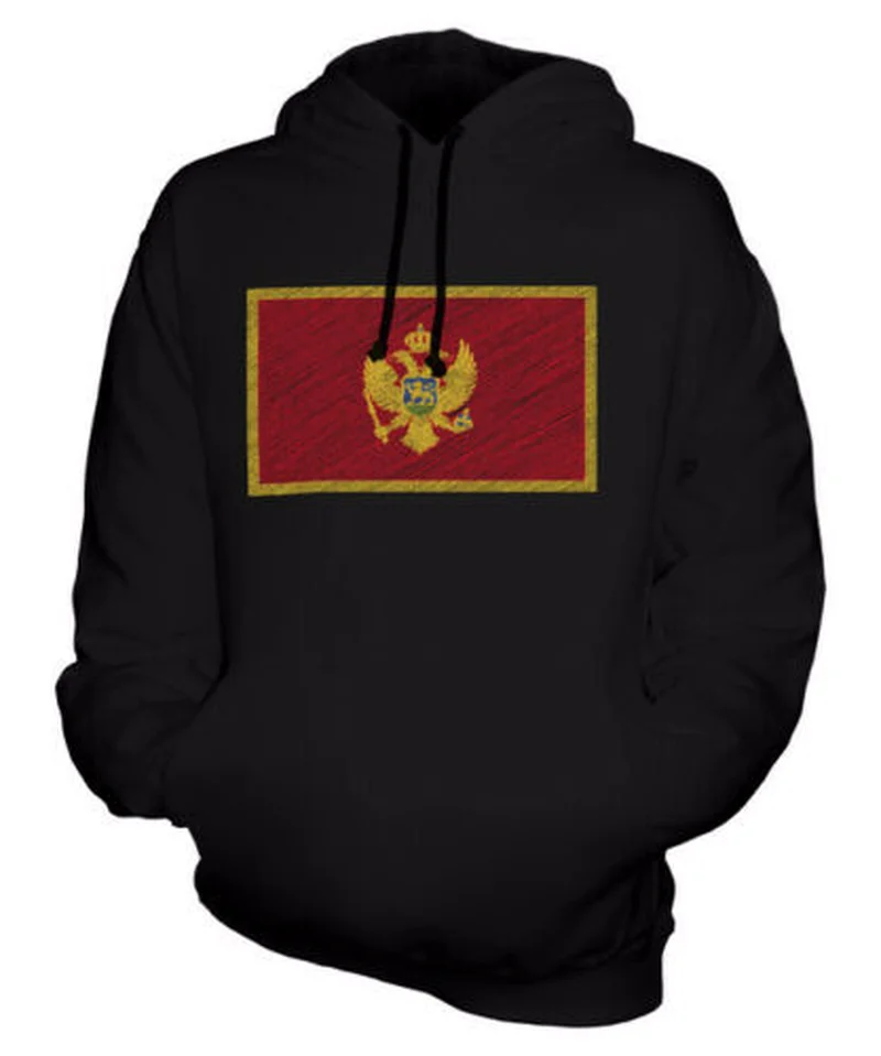 

MONTENEGRO SCRIBBLE FLAG UNISEX HOODIE TOP GIFT CRNA GORA MONTENEGRIN