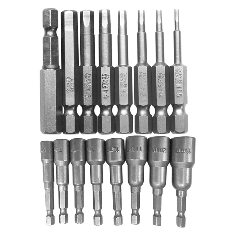 

8Pcs 1/4 Inch Hex Magnetic Nut Driver Socket Set Metric Impact Drill Bits 6 To 13Mm & 8Pcs 1/4 Inch Screwdriver Bits Hexagon Mag