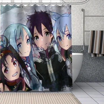 

Custom High Quality Sword Art Online Shower Curtains Bath Products Bathroom Decor Waterproof Polyester With 12 Pcs Hooks