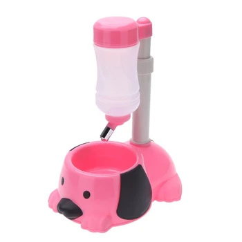 

Lifting Water Drinking Feeder Fountain with Food Bowl For Dogs Cats Especially For Small Size Pets Pink