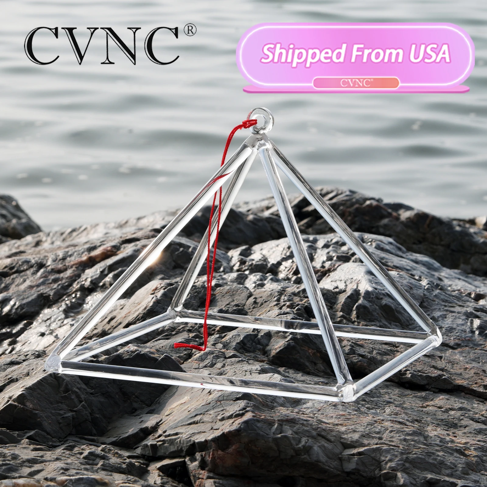 CVNC 12 Inch Clear Quartz Crystal Singing Pyramid for Musical Instrument Sound Bath