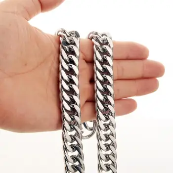 

Heavy Men's Necklace Silver Color Solid Stainless Steel Hip Hop Boy Tail Chain European American Fashion Jewelry Accessories